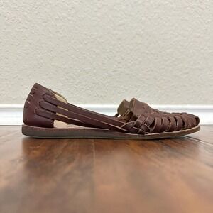 NISOLO Womens Huarache Weaved Leather Sandals in Burnt Sienna